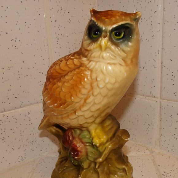 Vintage Ceramic Great Horned Owl Figurine 1960s collectible kitsch retro - Picture 10 of 12